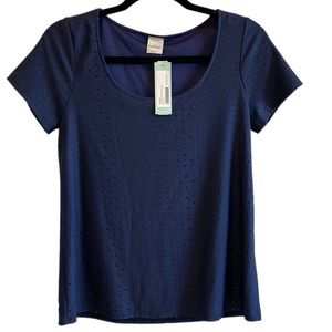 NWT Kaileigh Fantasia Navy Eyelet Scoop Neck Knit Top - S